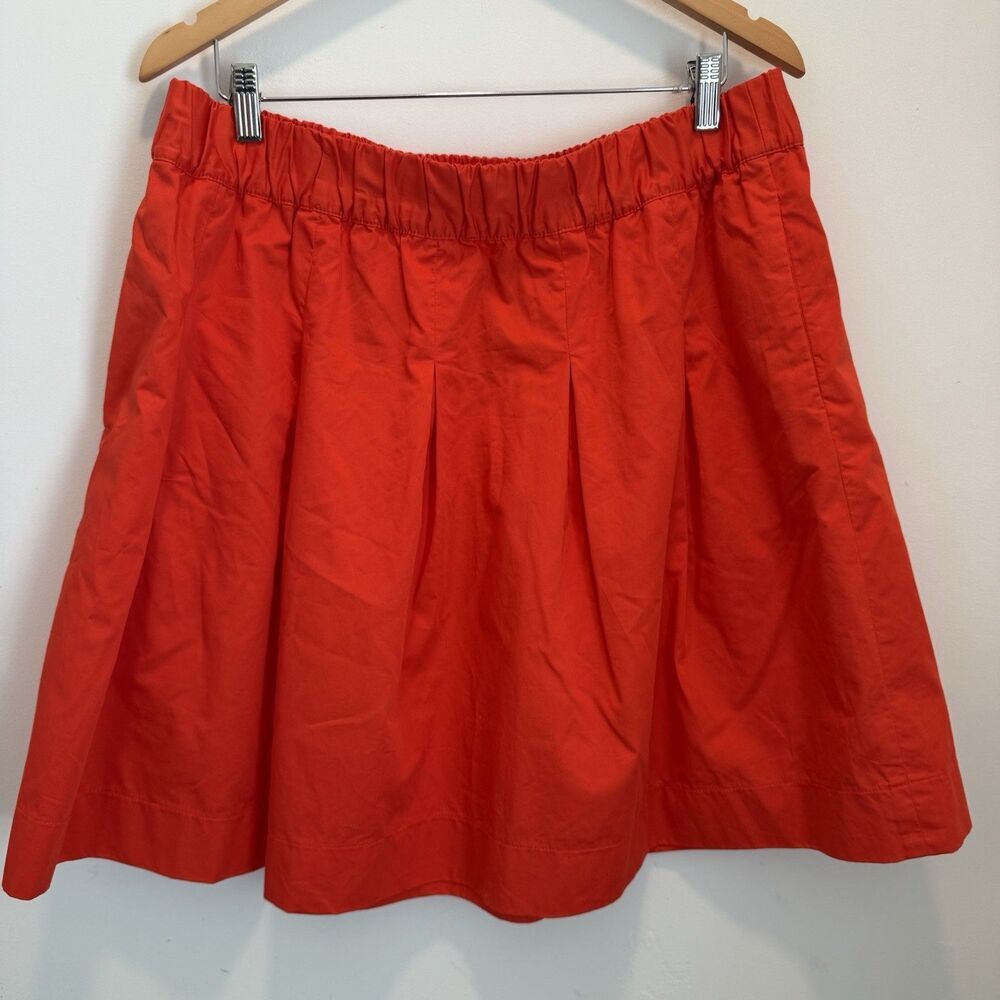 Boden Red Orange Cotton Pull On Skirt Pockets Elastic Waist Size 10R